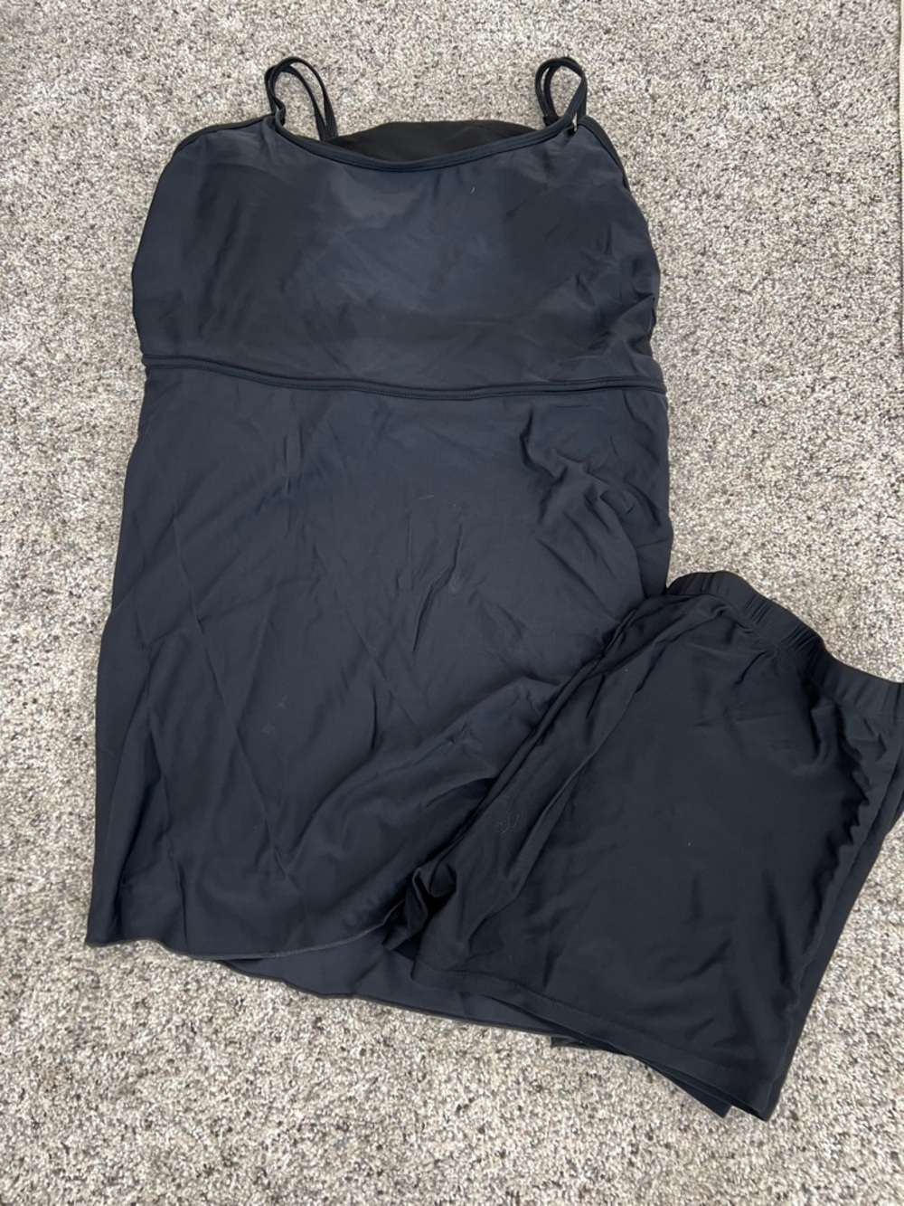 Black Two-Piece Swim Dress with Skirted Bottom